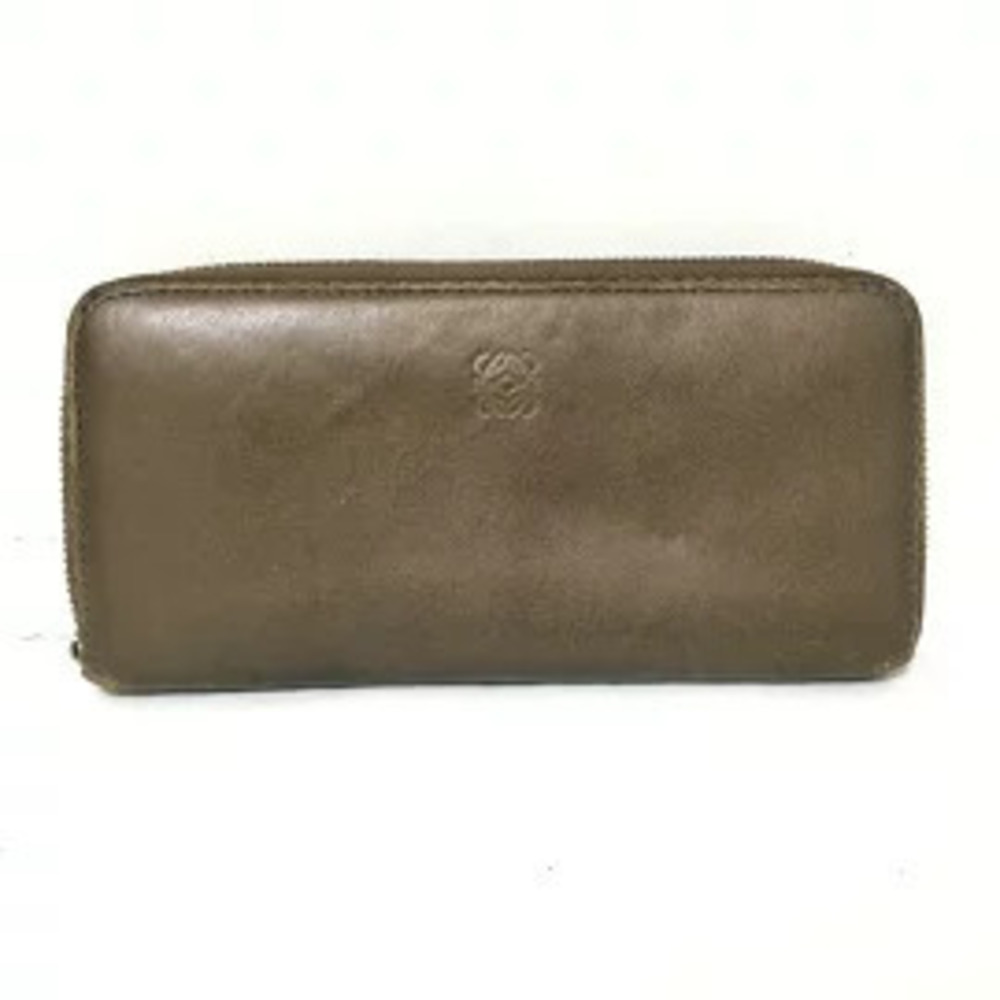 Loewe Long Wallet Round Zipper Dark Brown Nappa Leather